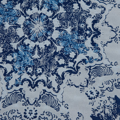 Blue and White Abstract Medallion Brocade Detail