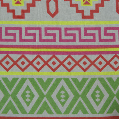 Fluorescent Geometric Striped Silk Crepe de Chine Detail