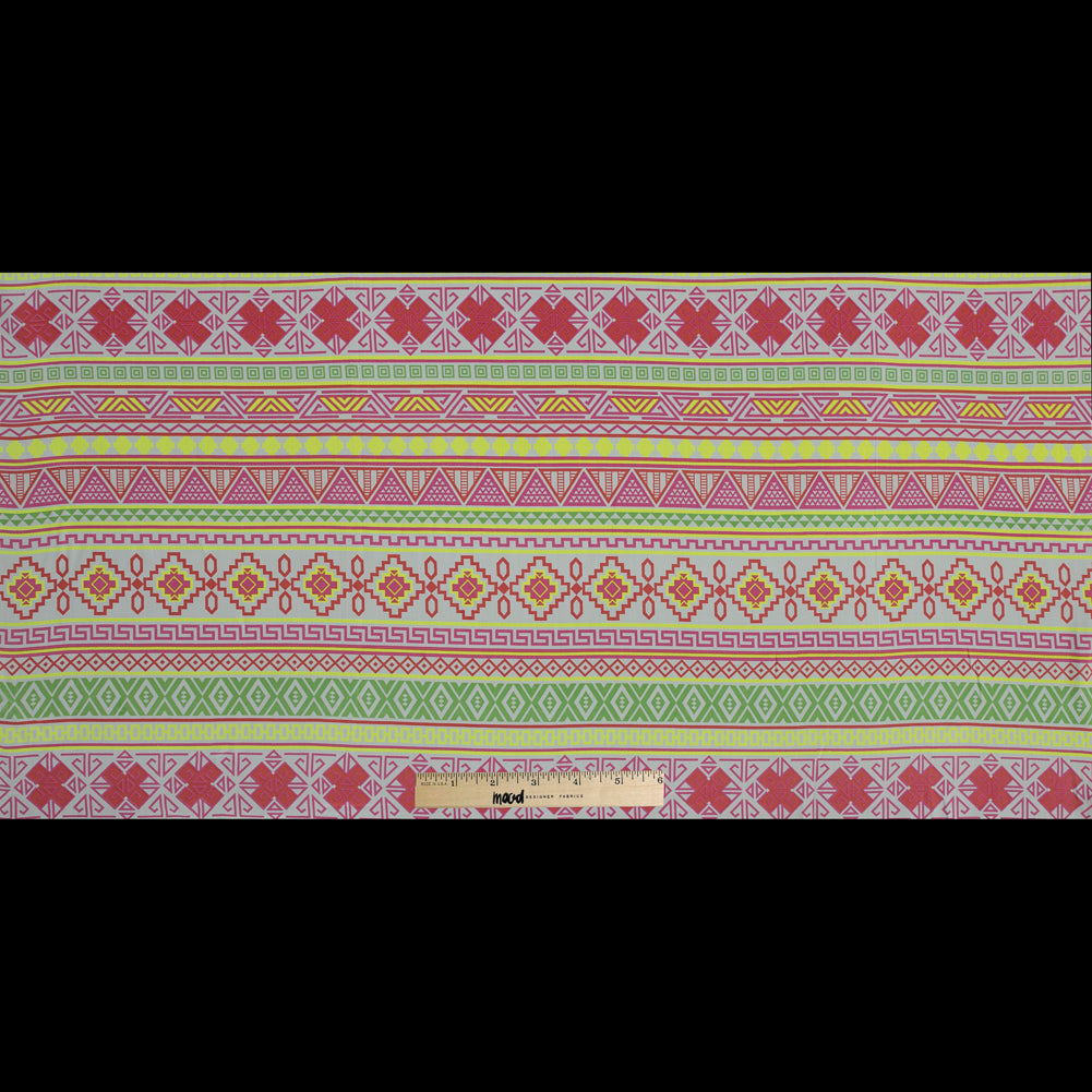 Fluorescent Geometric Striped Silk Crepe de Chine Full