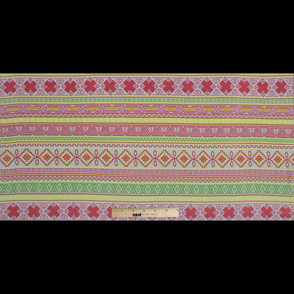 Fluorescent Geometric Striped Silk Crepe de Chine Full