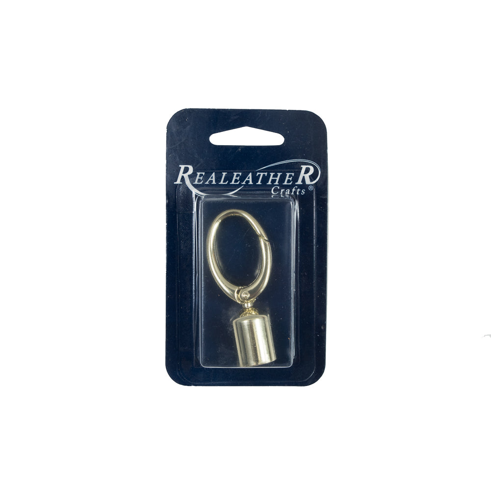 Realeather Gold Tassel Topper Key Chain Detail