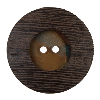 Brown Wooden 2-Hole Button - 55L/35mm Detail