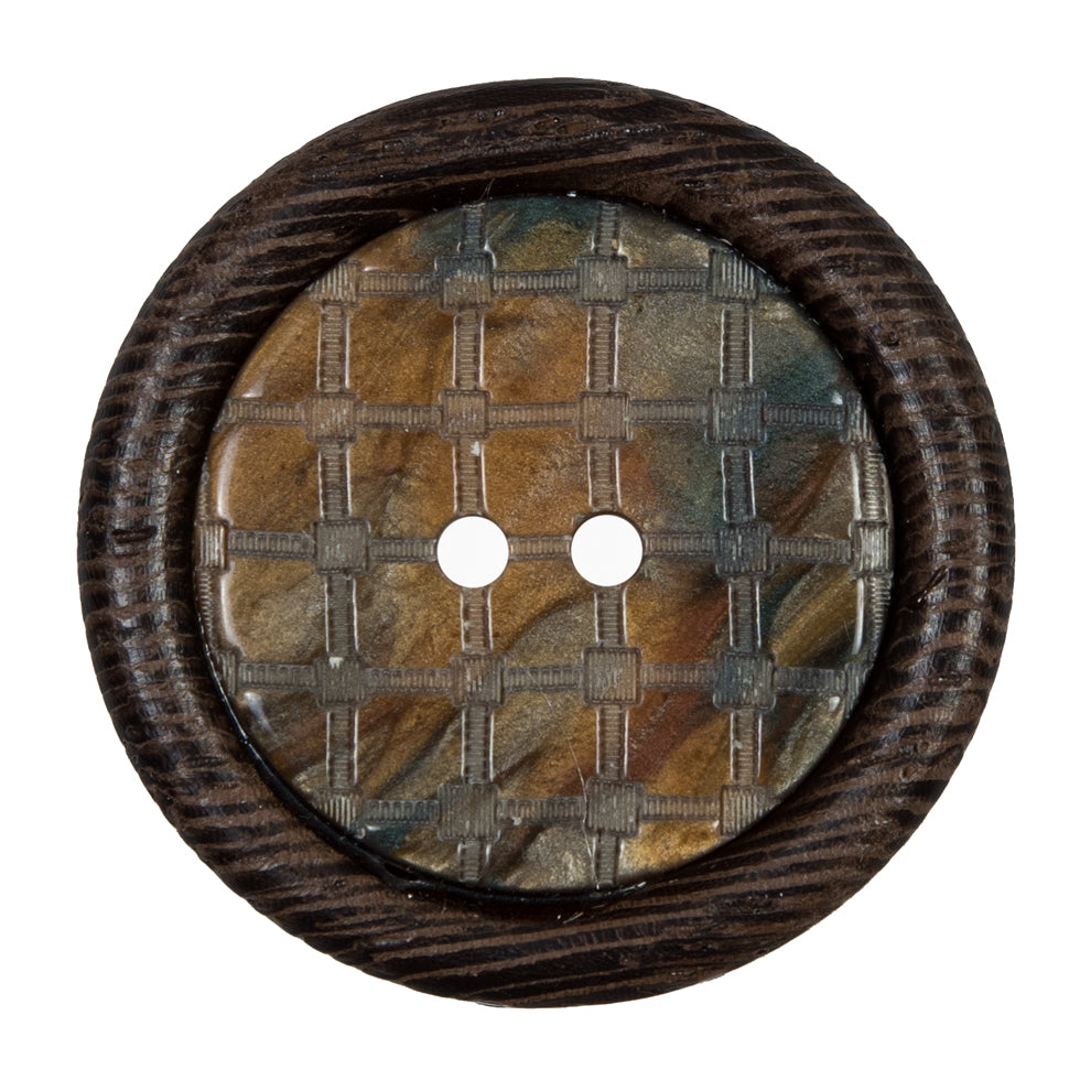 Brown Wooden 2-Hole Button - 55L/35mm