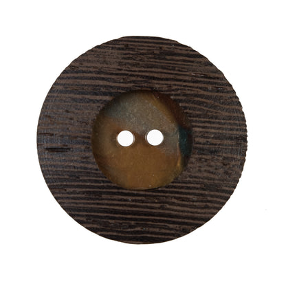 Brown Wooden 2-Hole Button - 42L/27mm Detail
