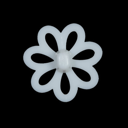 Italian White Flower Plastic Shank Back Button - 40L/25mm Detail