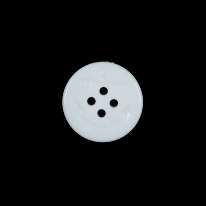 White Plastic Anchor 4-Hole Button - 24L/15mm
