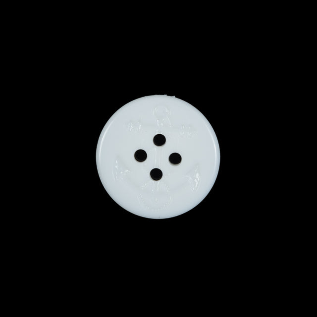 White Plastic Anchor 4-Hole Button - 24L/15mm
