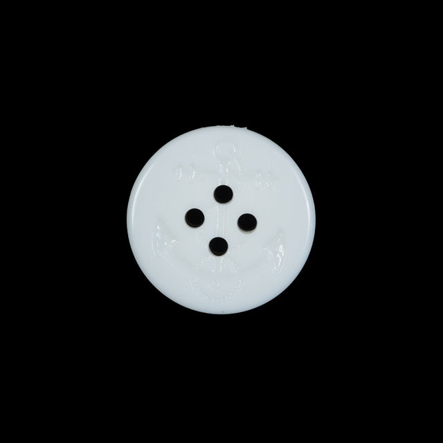White Plastic Anchor 4-Hole Button - 28L/18mm