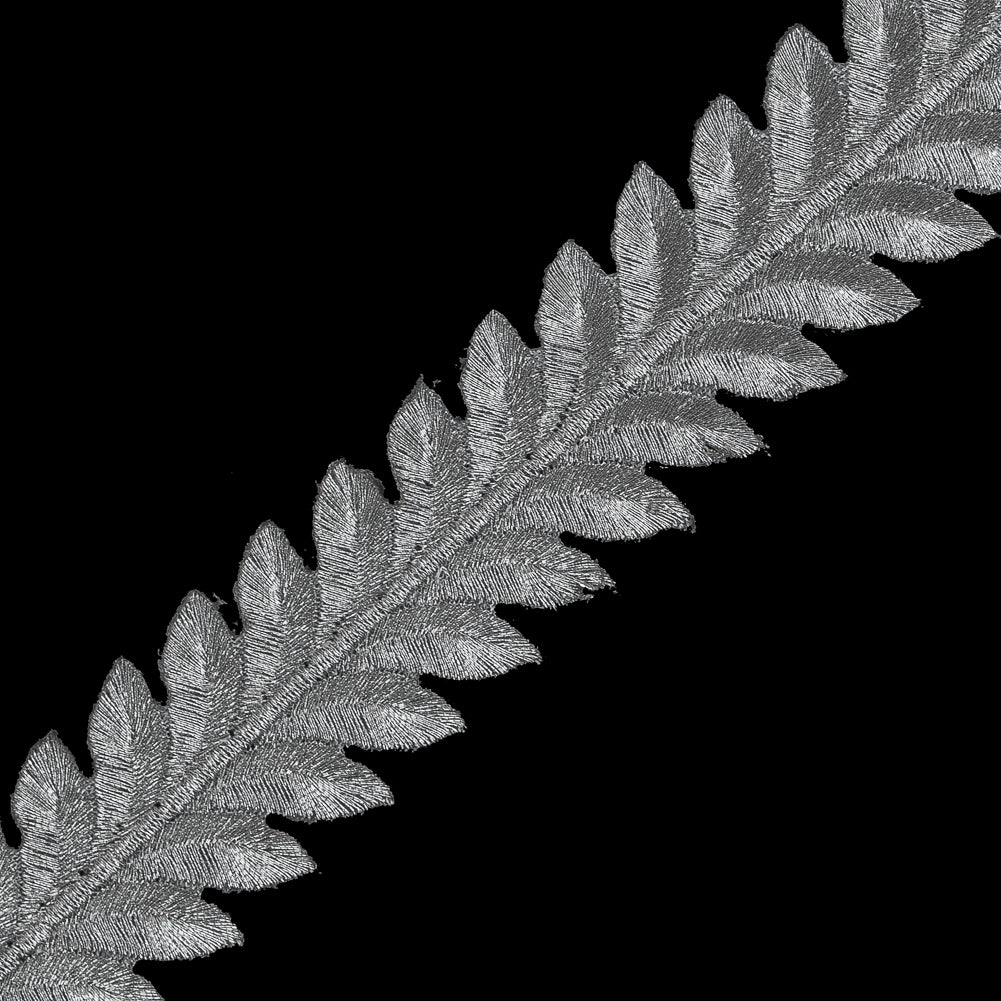 Metallic Silver Iron-on Leaf Trim - 1.25" Detail