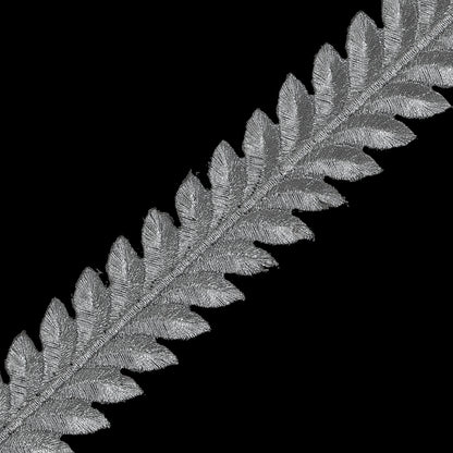 Metallic Silver Iron-on Leaf Trim - 1.25" Detail