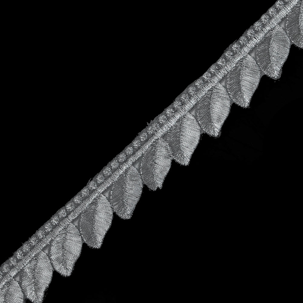 Metallic Silver Iron-on Leaf Trim - 0.75" Detail