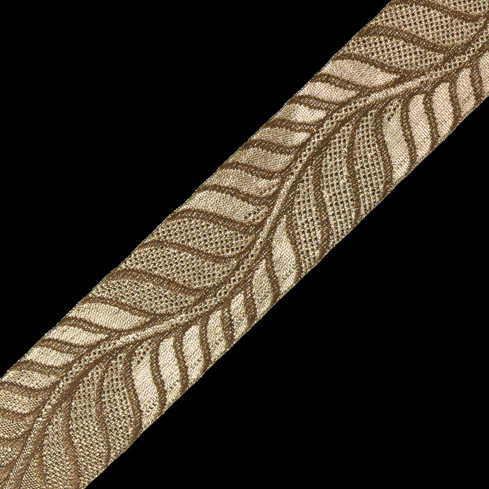Gold Metallic Jacquard Ribbon - 1.5" Detail
