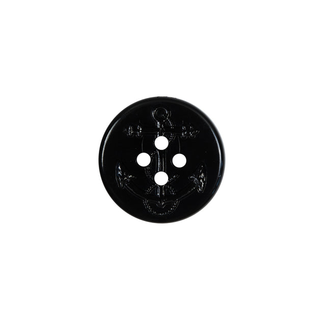 Black Plastic Anchor 4-Hole Button - 24L/15mm