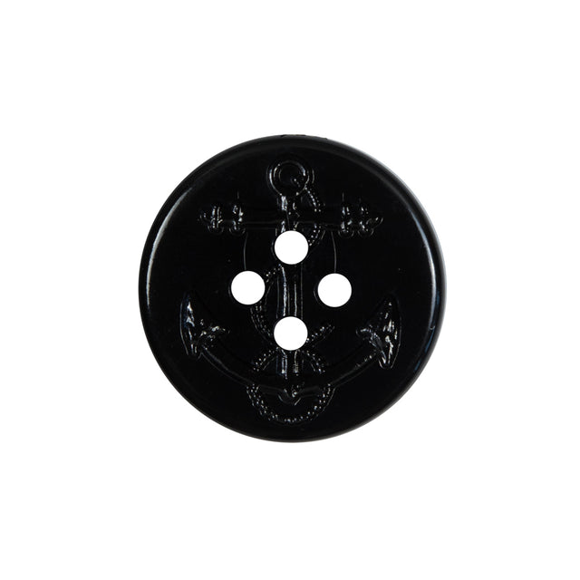 Black Plastic Anchor 4-Hole Button - 36L/23mm