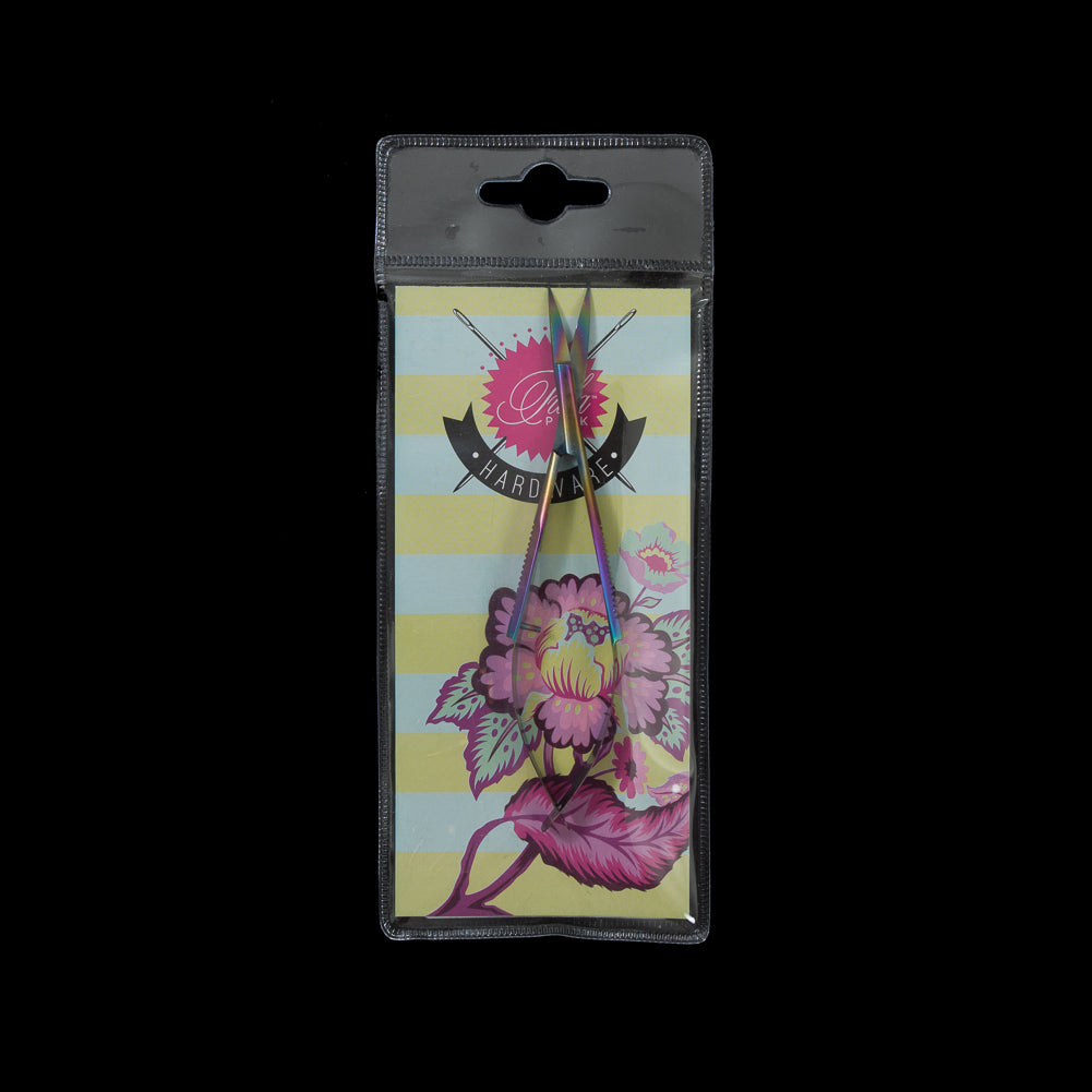 Tula Pink Oil Slick Hardware Curved EZ Snip - 5" Detail