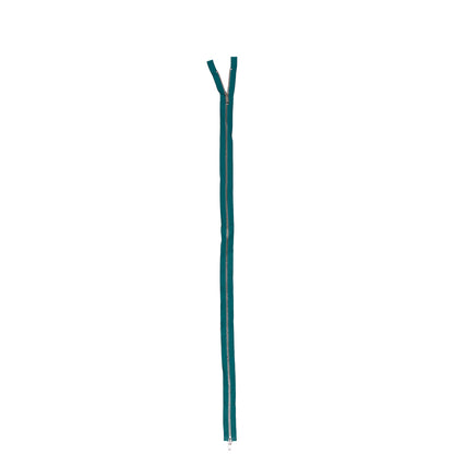 Jade and Silver Metal Two-Way Zipper - 36" Detail