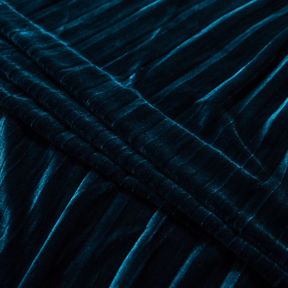 Pleated Velour - Pacific Blue - Tver Collection Detail