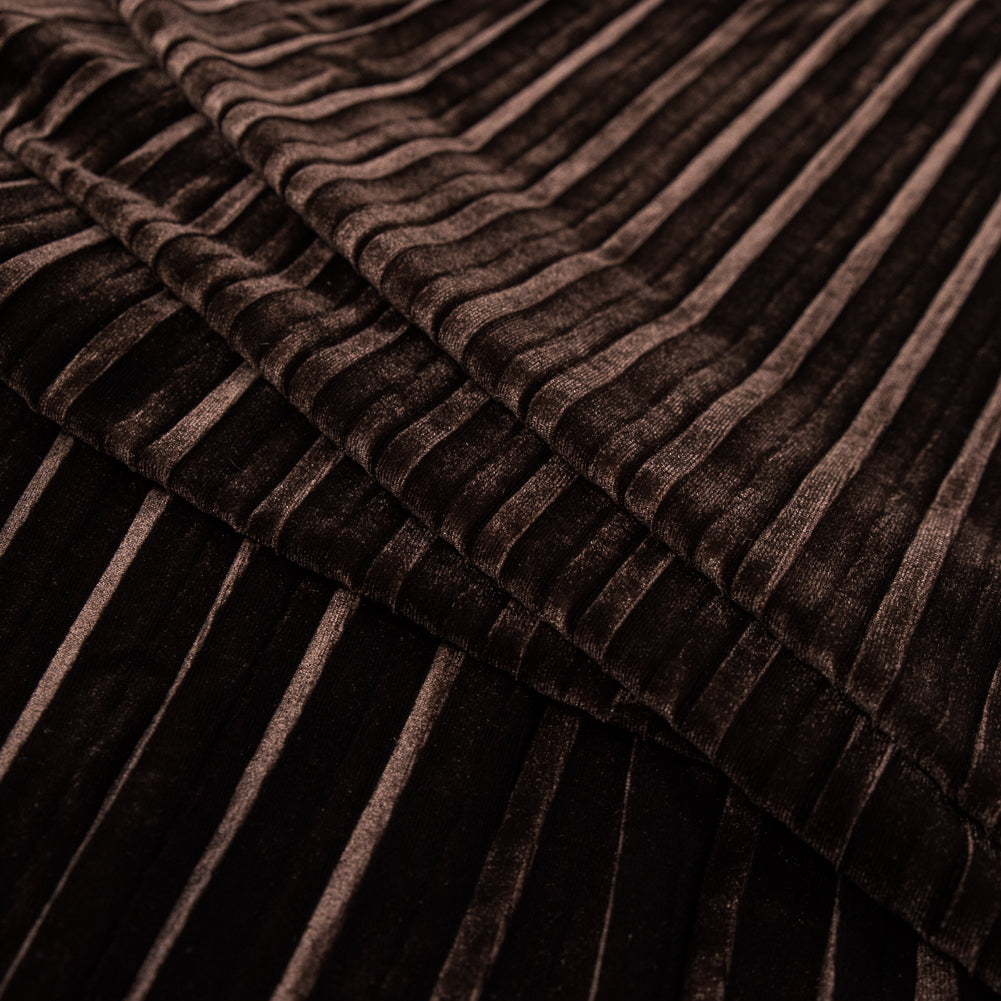 Pleated Velour - Chocolate Brown - Tver Collection Detail