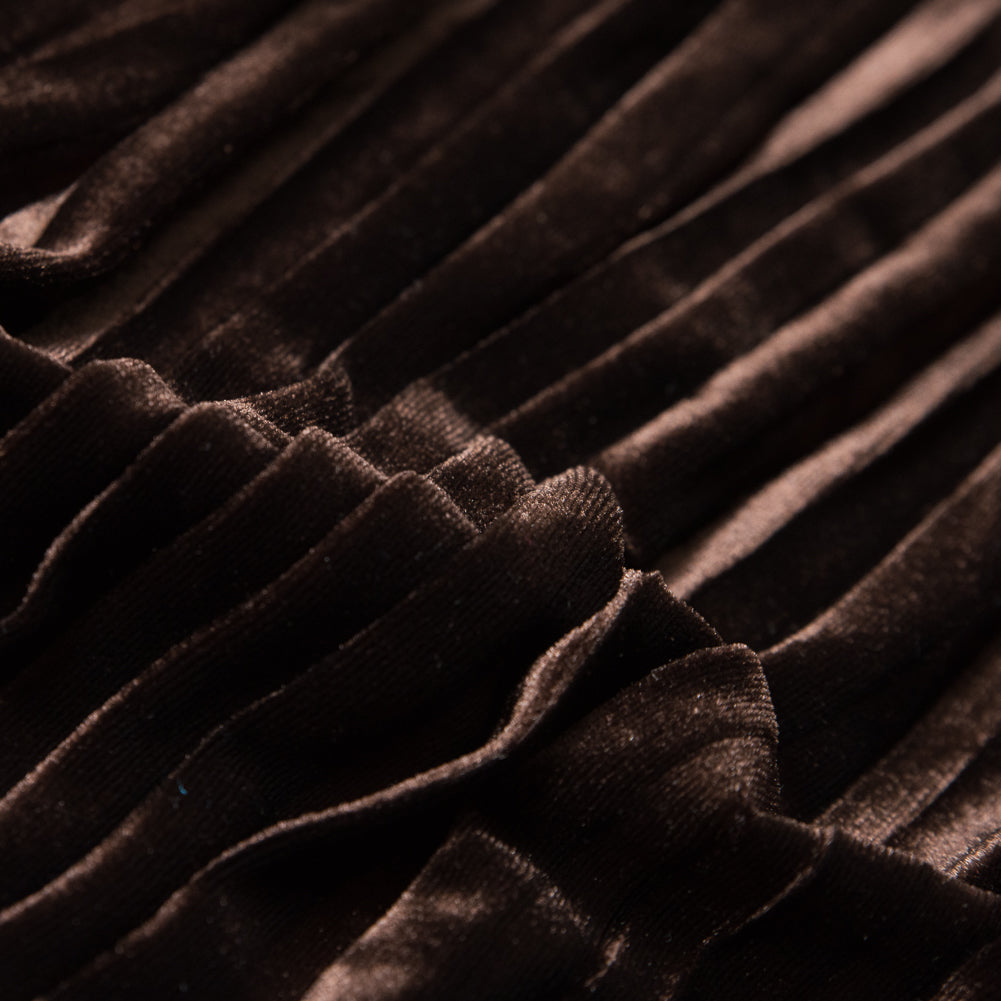 Pleated Velour - Chocolate Brown - Tver Collection Full