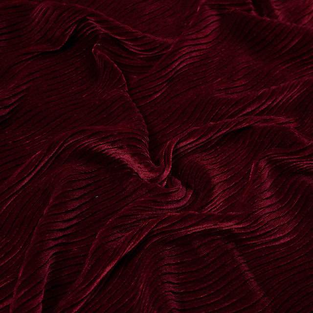 Wavy Crinkled Velour - Ski Patrol Red - Yvonne Collection