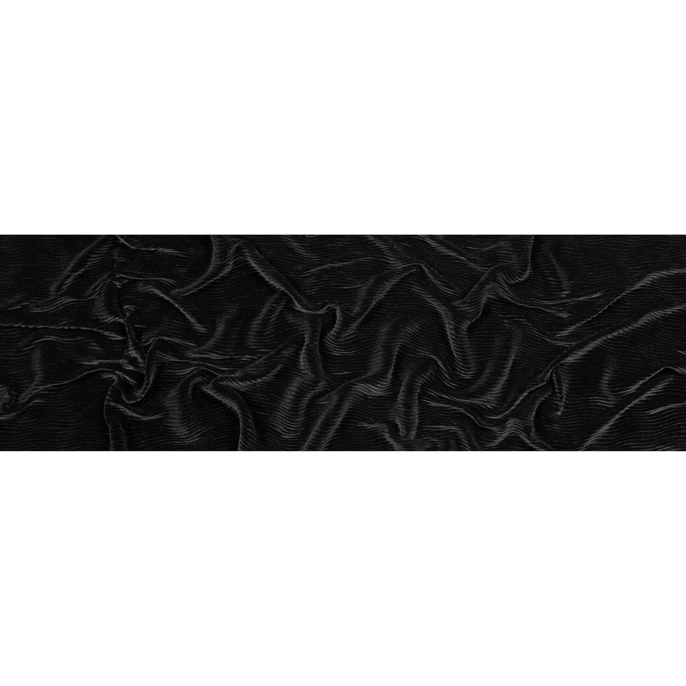 Wavy Crinkled Velour - Black - Yvonne Collection Folded