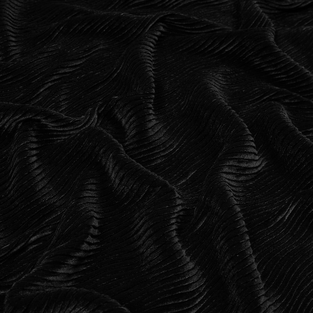 Wavy Crinkled Velour - Black - Yvonne Collection