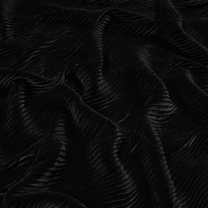 Wavy Crinkled Velour - Black - Yvonne Collection