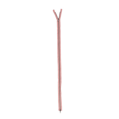 Peach Quartz and Matte Silver Metal Two-Way Zipper - 36" Detail