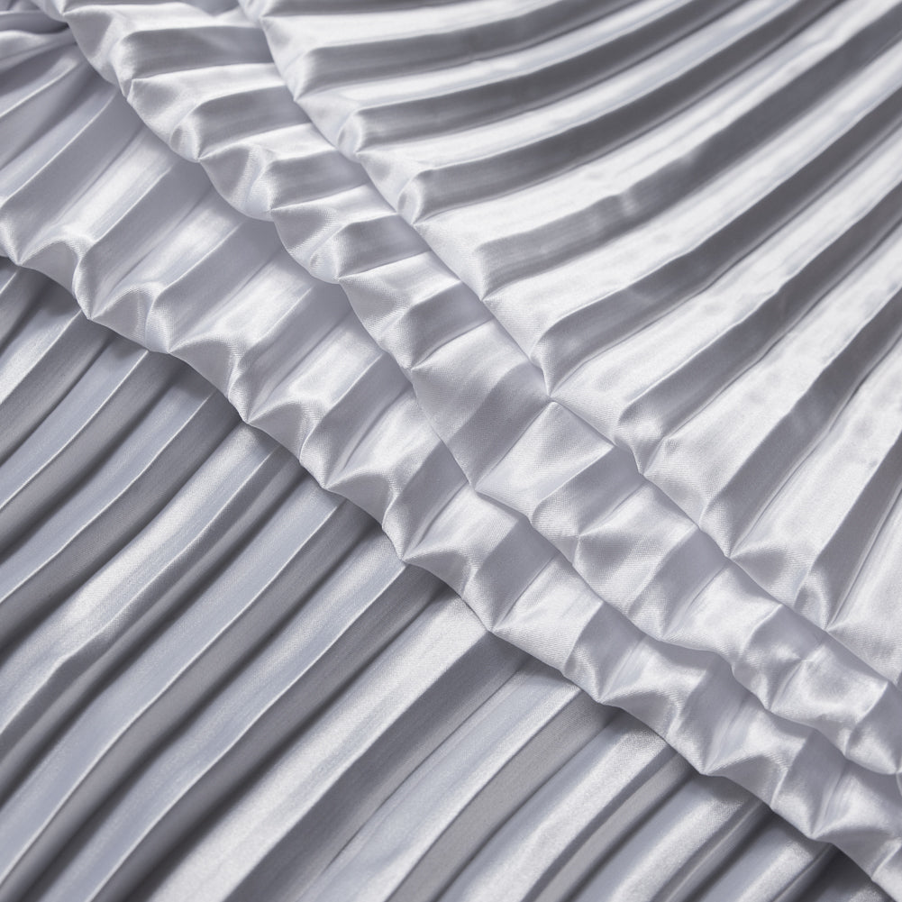 Pleated Stretch Satin - White - Andreas Collection Detail
