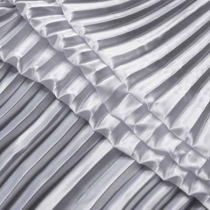 Pleated Stretch Satin - White - Andreas Collection Detail