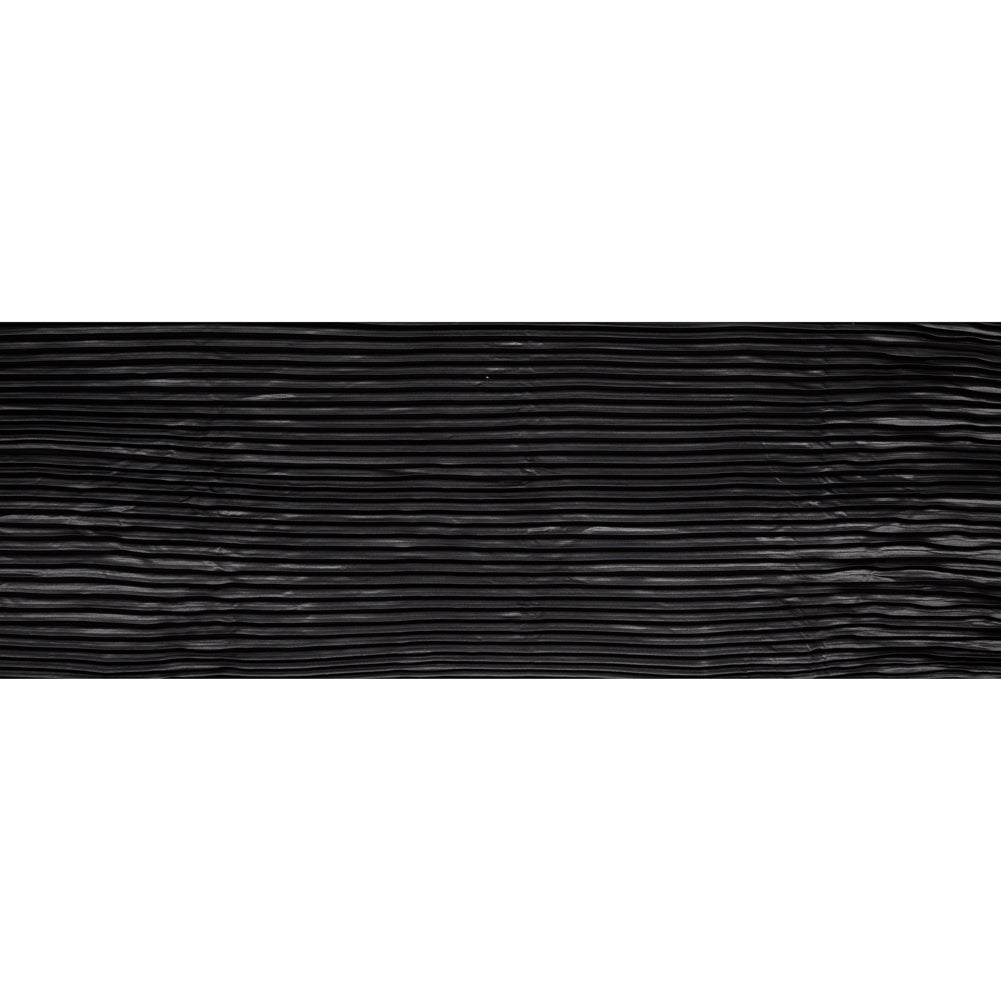 Pleated Stretch Satin - Black - Andreas Collection Folded