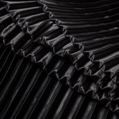 Pleated Stretch Satin - Black - Andreas Collection Detail