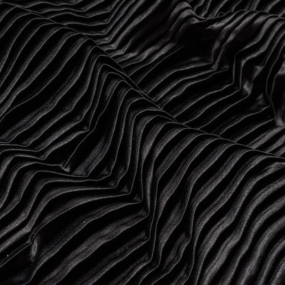 Pleated Stretch Satin - Black - Andreas Collection