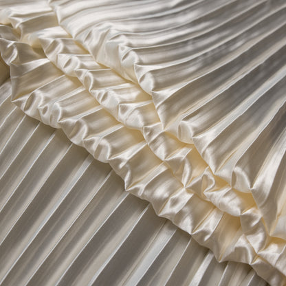 Pleated Stretch Satin - Cream - Andreas Collection Detail