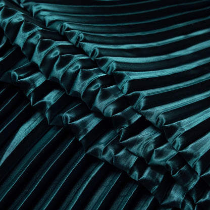 Pleated Stretch Satin - Teal - Andreas Collection Detail