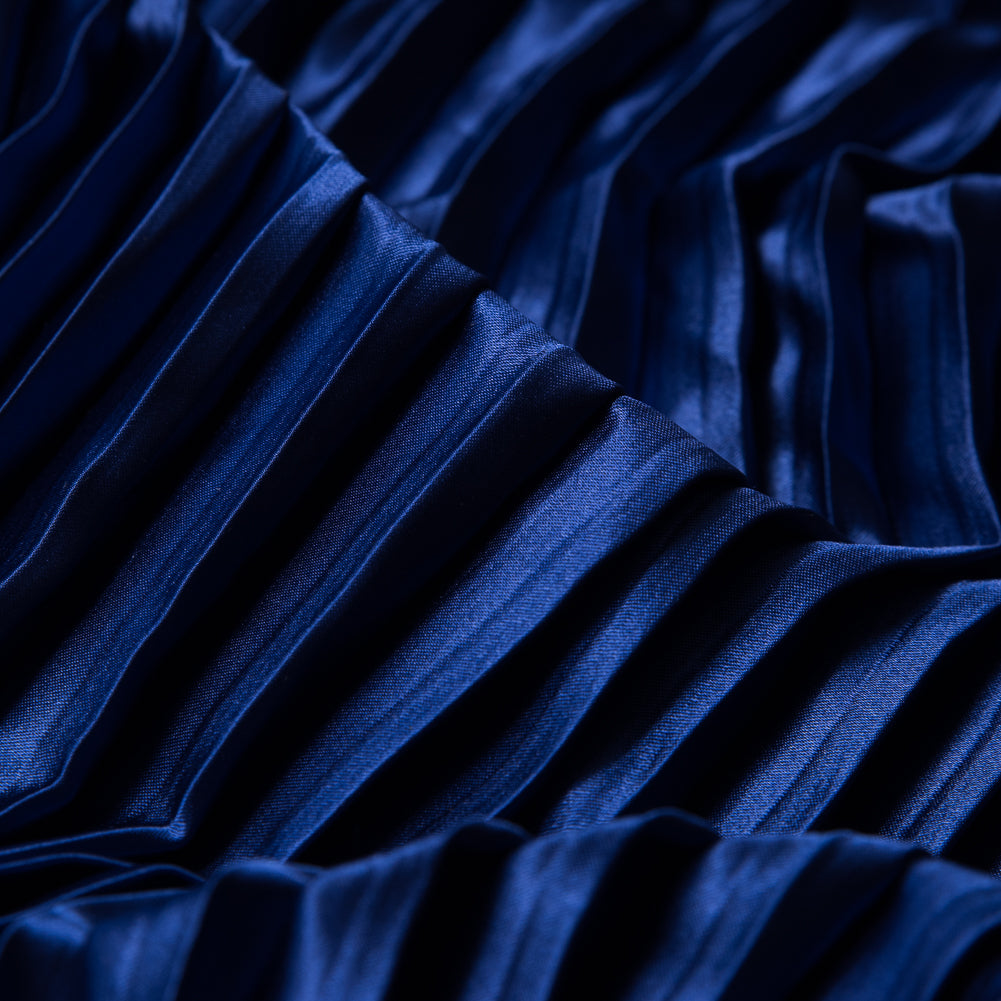 Pleated Stretch Satin - Royal Blue - Andreas Collection Full