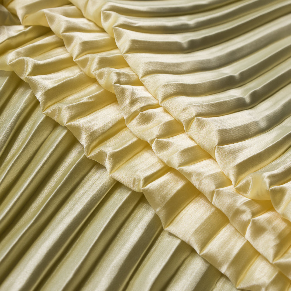 Pleated Stretch Satin - Mellow Yellow - Andreas Collection Detail