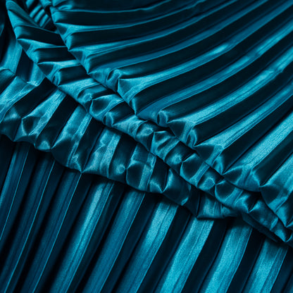 Pleated Stretch Satin - Aqua - Andreas Collection Detail