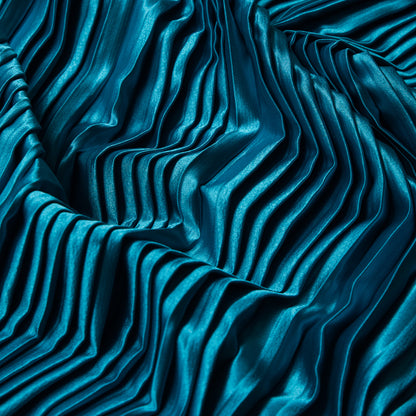 Pleated Stretch Satin - Aqua - Andreas Collection