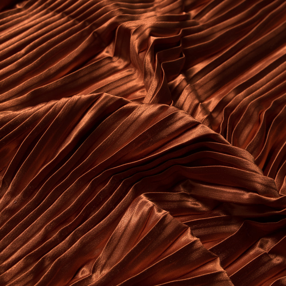 Pleated Stretch Satin - Burnt Orange - Andreas Collection