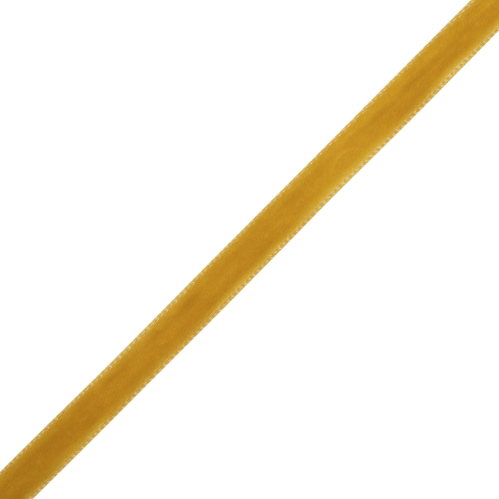 Single Faced Velvet Ribbon Made in Italy - 1/4" - Old Gold - Sabine Collection - Folded