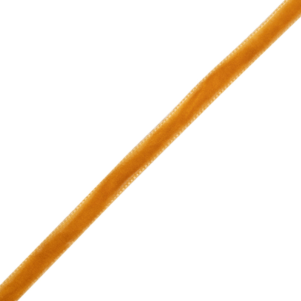 Single Faced Velvet Ribbon Made in Italy - 1/4" - Gold - Sabine Collection - Folded