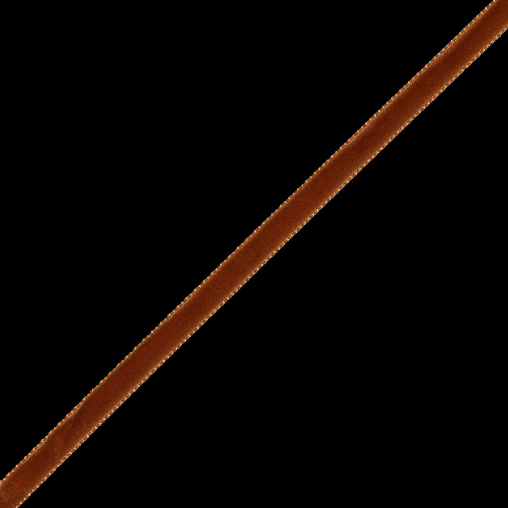 Copper Single-Faced Velvet Ribbon - 0.25" Detail