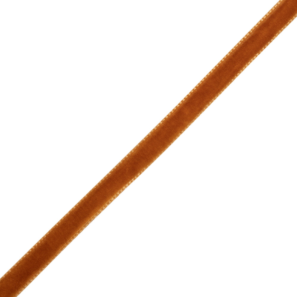 Single Faced Velvet Ribbon Made in Italy - 1/4" - Rust - Sabine Collection - Folded