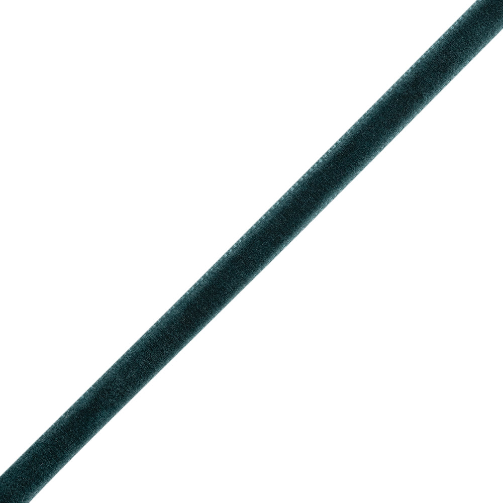 Single Faced Velvet Ribbon Made in Italy - 1/4" - Midnight Green - Sabine Collection - Folded