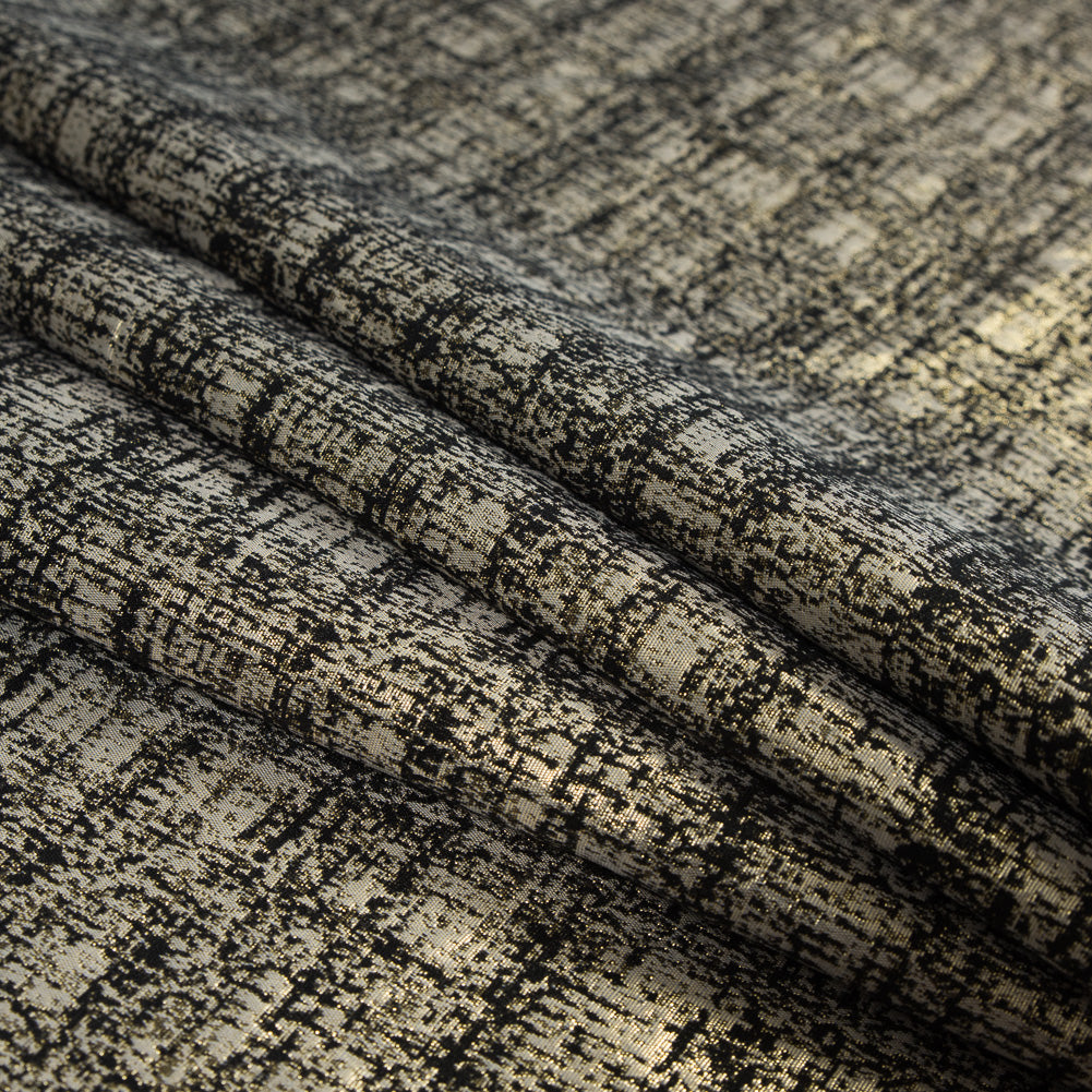 Metallic Gold and Black Abstract Jacquard Folded