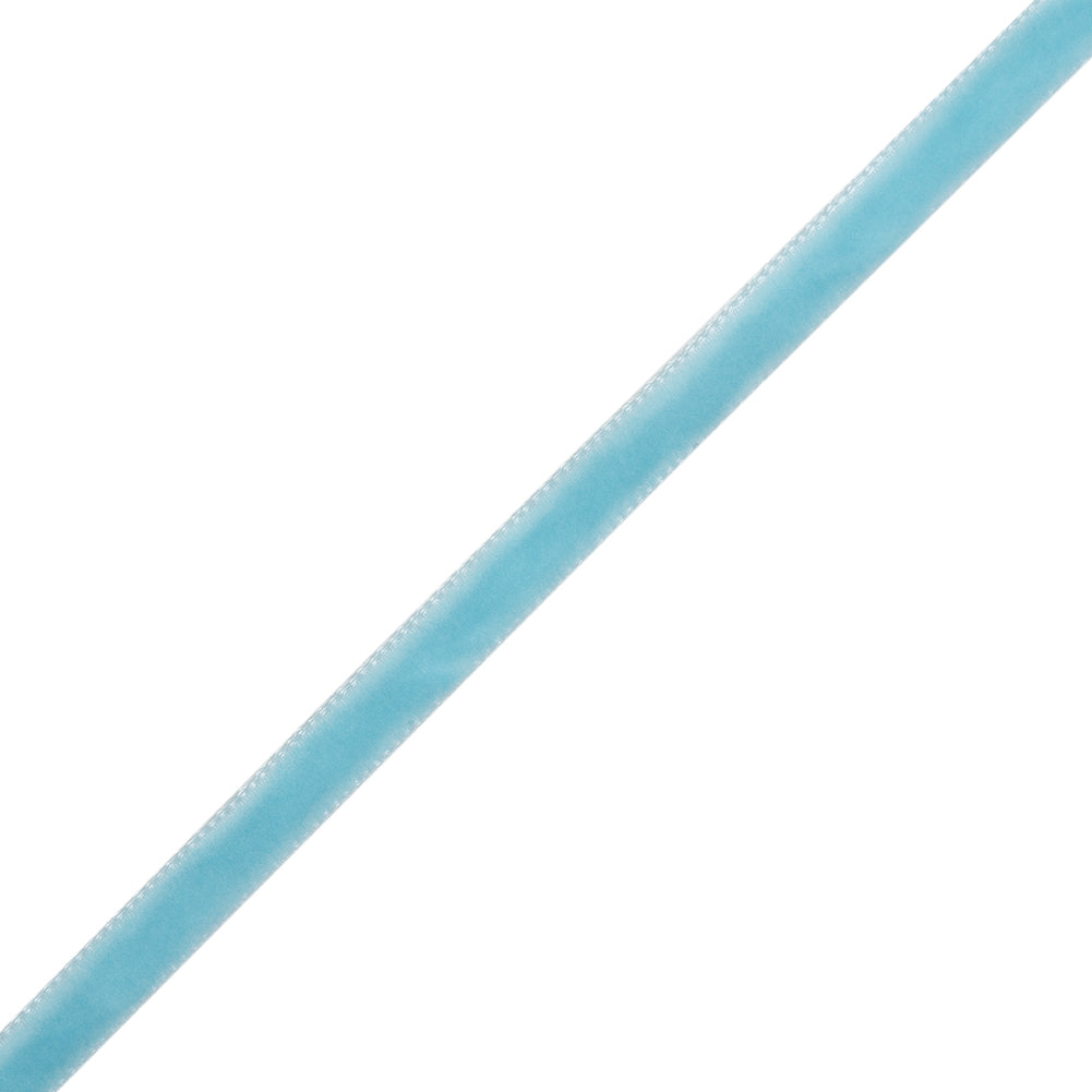 Single Faced Velvet Ribbon Made in Italy - 1/4" - Sky Blue - Sabine Collection - Folded