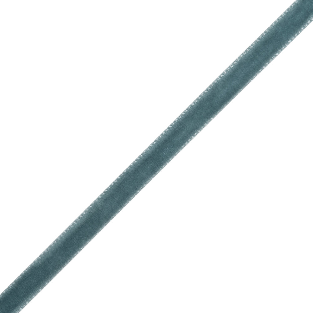 Single Faced Velvet Ribbon Made in Italy - 1/4" - French Blue - Sabine Collection - Folded