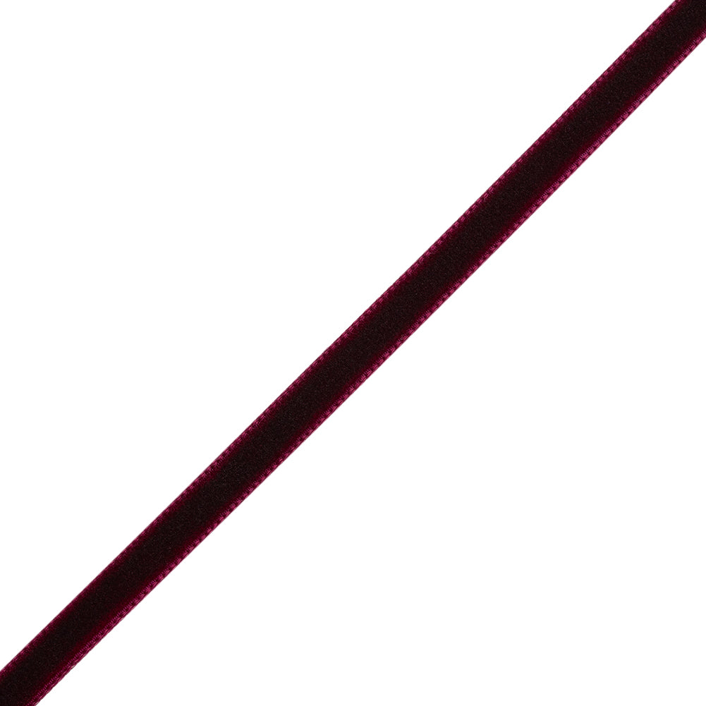 Single Faced Velvet Ribbon Made in Italy - 1/4" - Wine - Sabine Collection - Folded