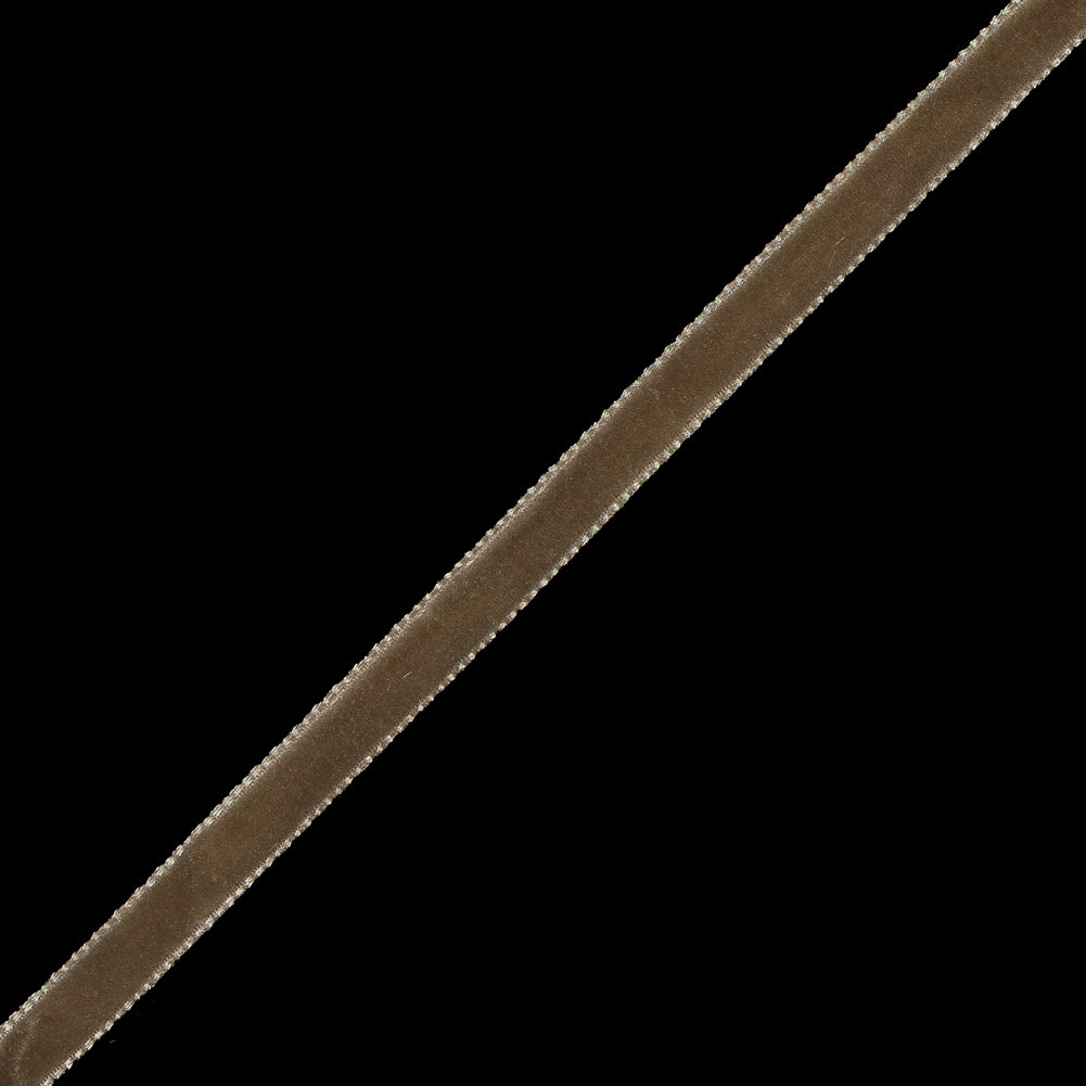 Beige Single-Faced Velvet Ribbon - 0.25" Detail